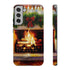 Candles on the Hearth Decorated for Christmas - Impact Resistant Phone Case Samsung Galaxy S22 Plus Glossy
